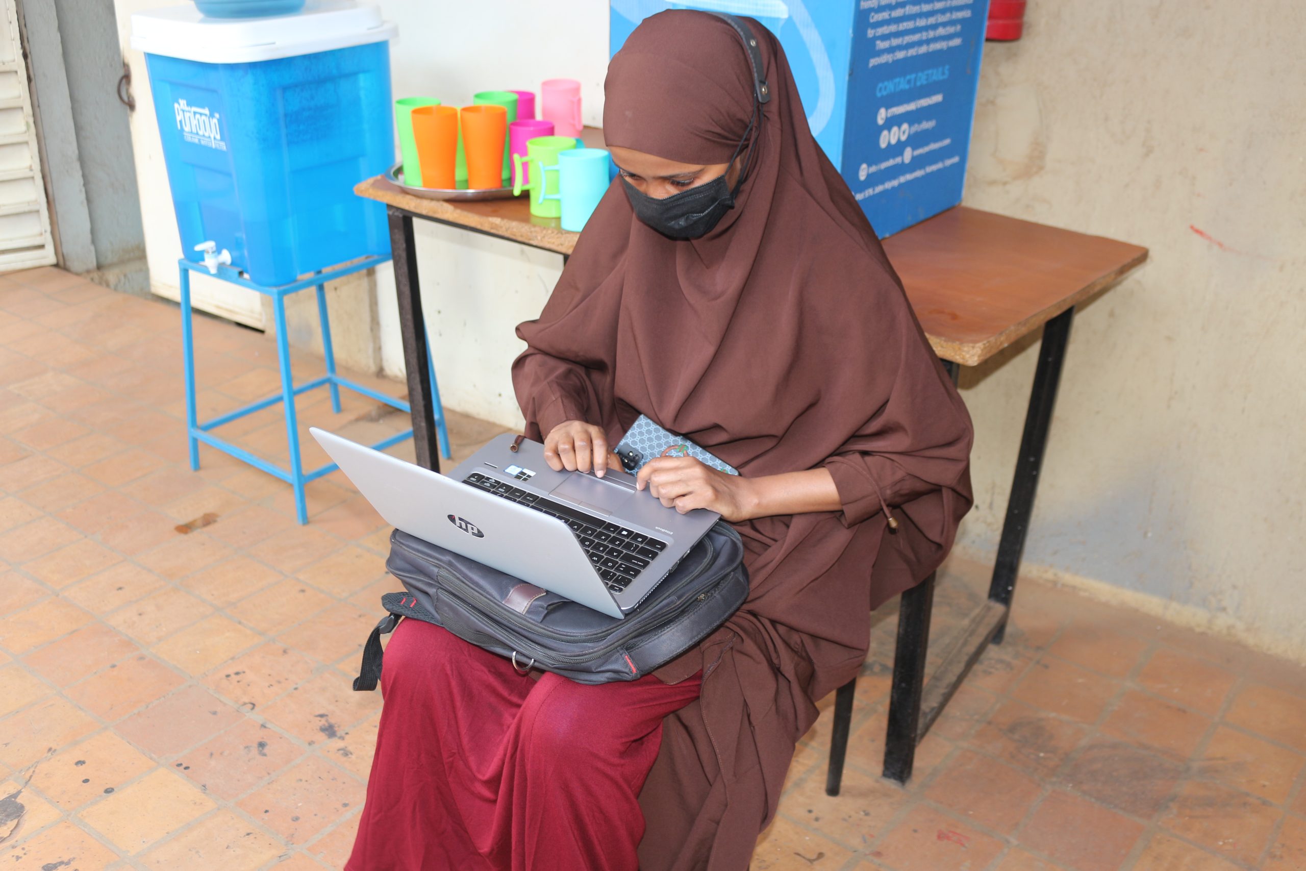 A learner working through a computer skills session